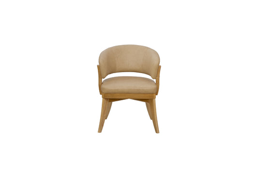 Tapestry Upholstered Leather Barrel Chair