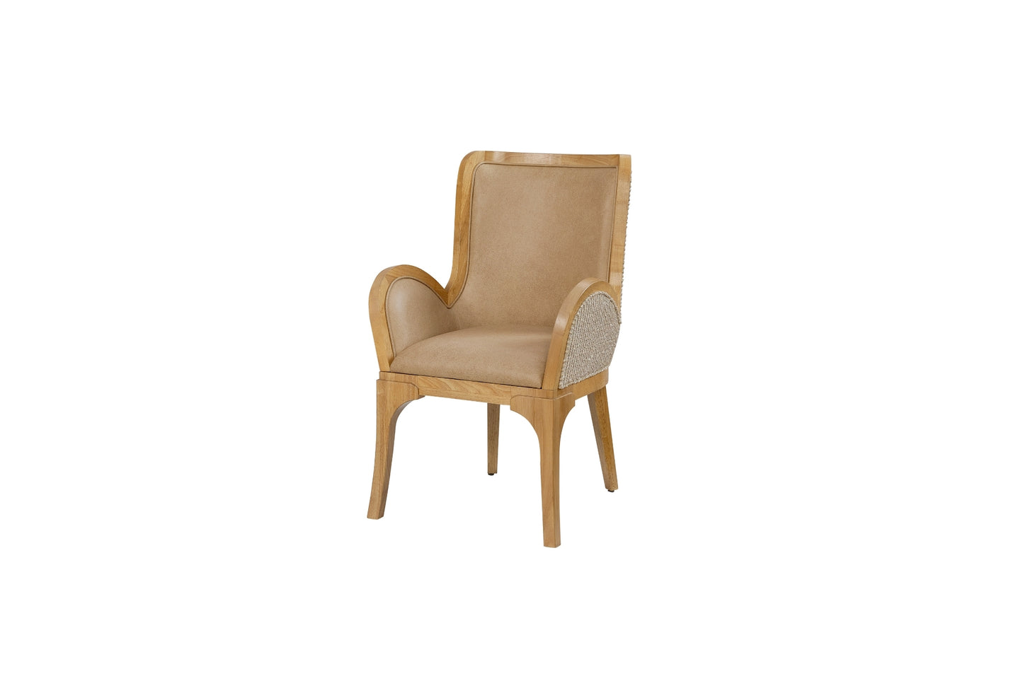 Tapestry Upholstered Leather Arm Chair